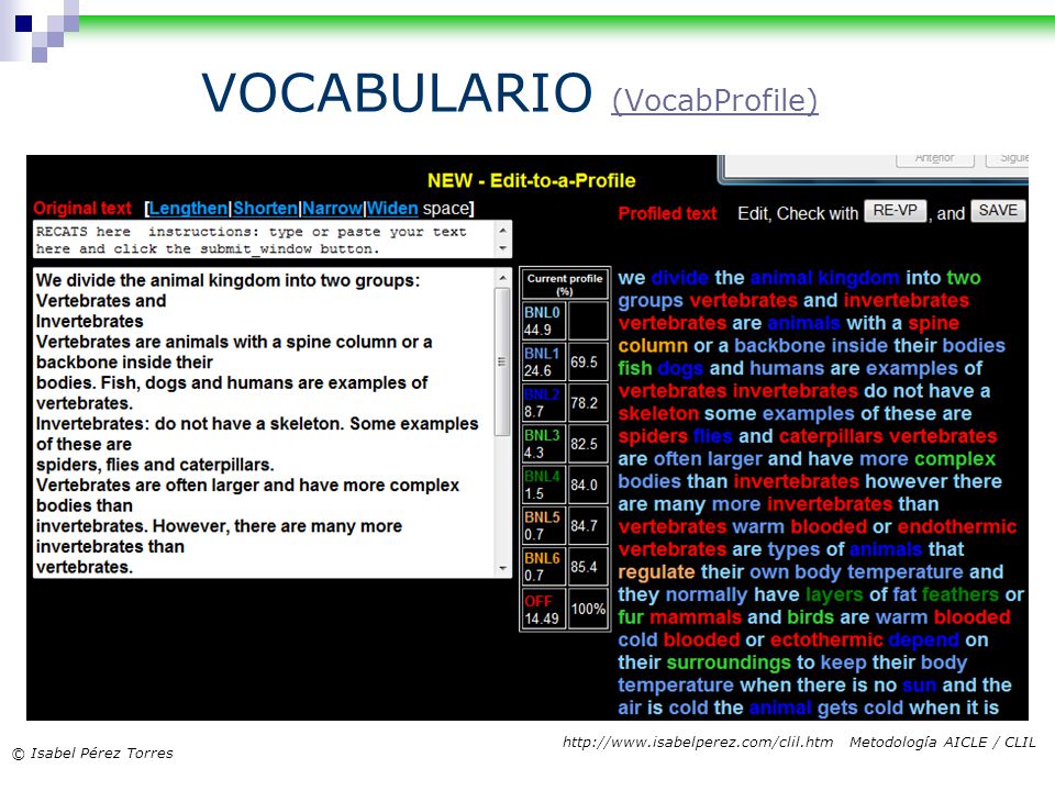 VOCABULARIO (VocabProfile)