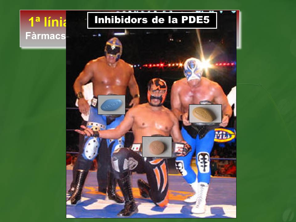 1ª línia Fàrmacs via oral Inhibidors de la PDE5