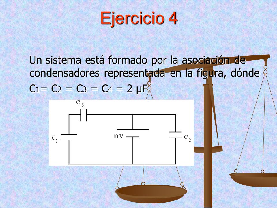 Ejercicio 4 Un sistema está formado por la asociación de condensadores representada en la figura, dónde.