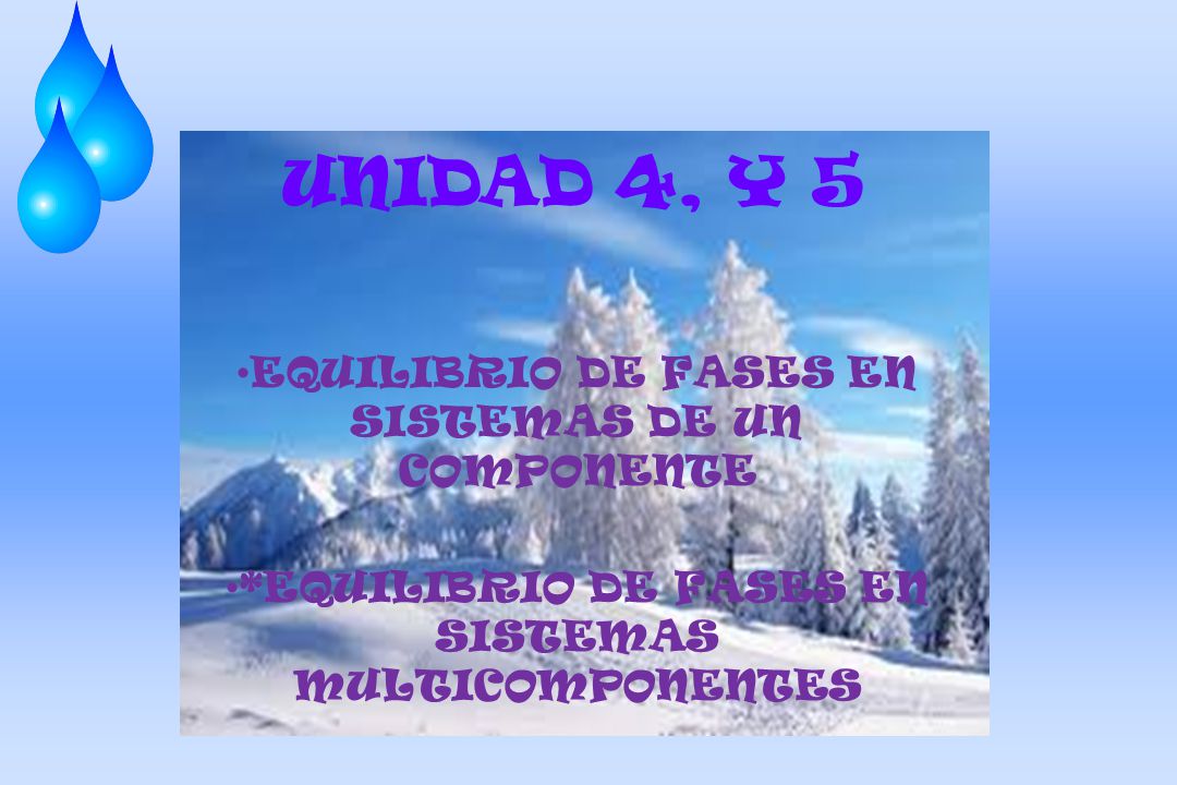 UNIDAD 4, Y 5 EQUILIBRIO DE FASES EN SISTEMAS DE UN COMPONENTE
