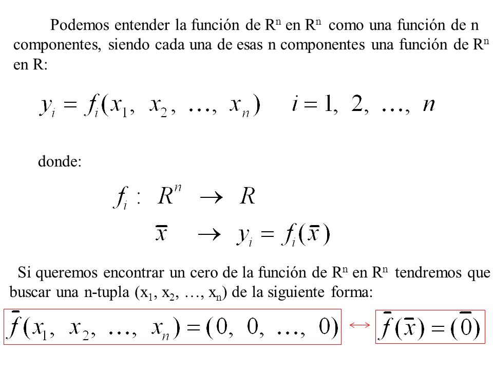 Podemos entender la función de Rn en Rn como una función de n