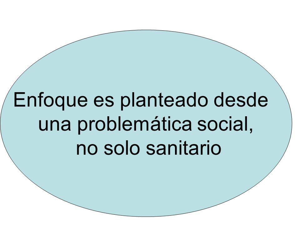 Enfoque es planteado desde una problemática social, no solo sanitario