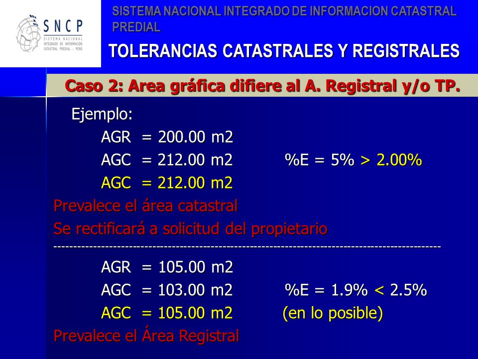 Caso 2: Area gráfica difiere al A. Registral y/o TP.