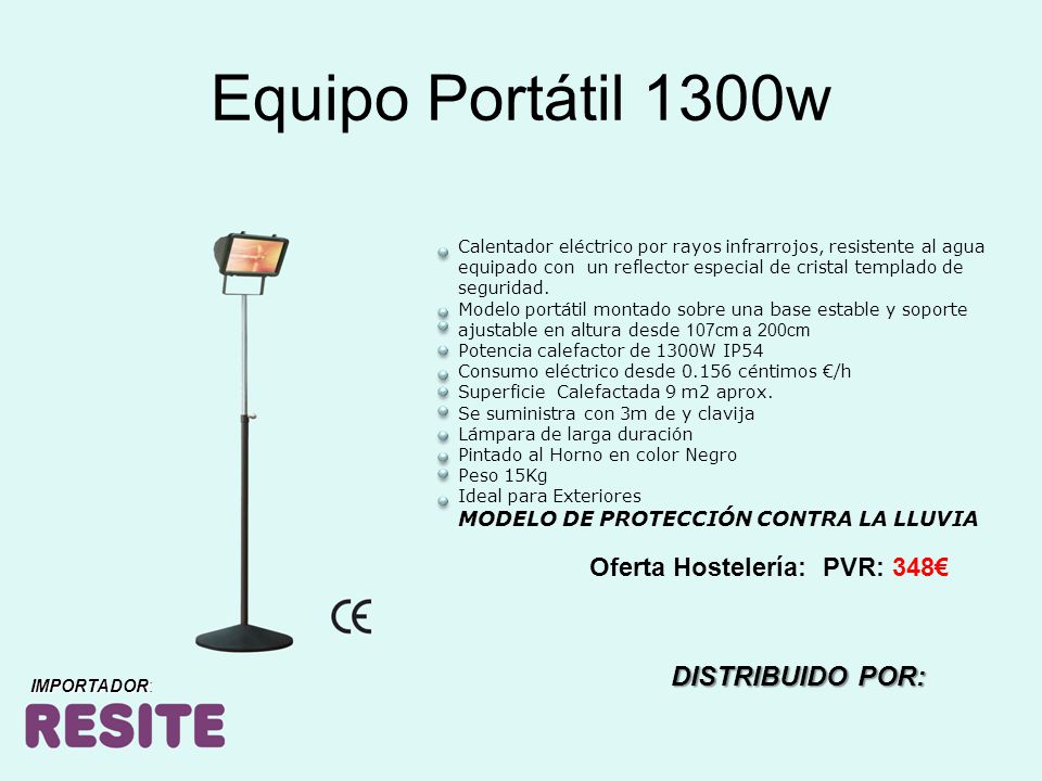Equipo Portátil 1300w DISTRIBUIDO POR: Oferta Hostelería: PVR: 348€