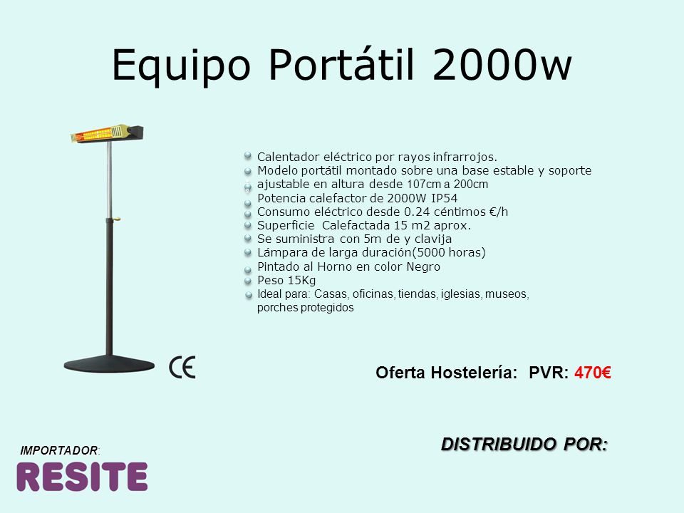 Equipo Portátil 2000w DISTRIBUIDO POR: Oferta Hostelería: PVR: 470€