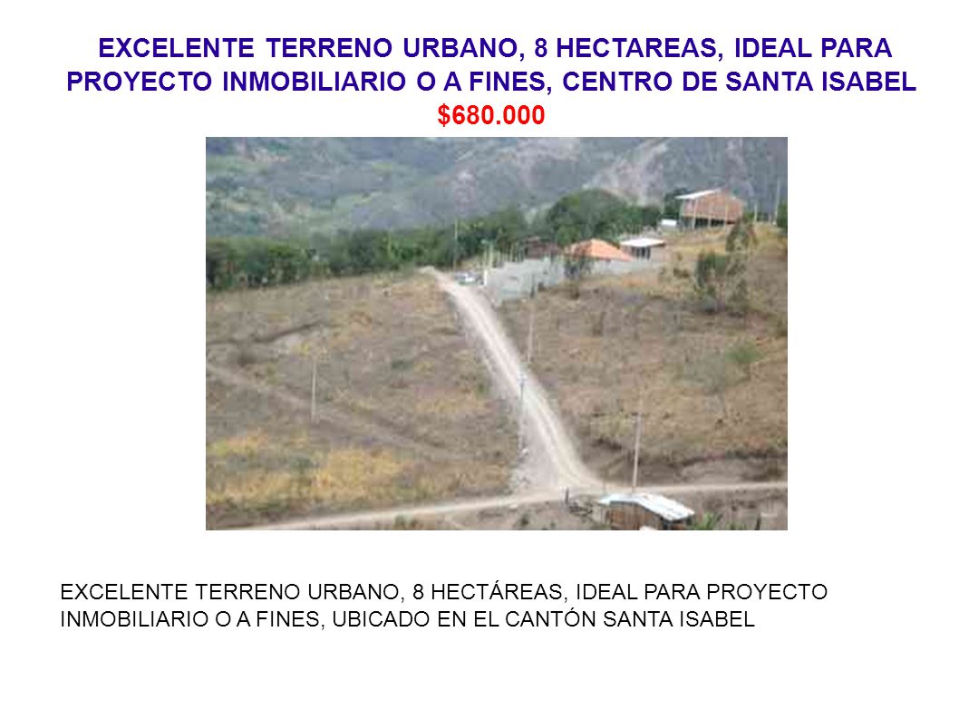 EXCELENTE TERRENO URBANO, 8 HECTAREAS, IDEAL PARA PROYECTO INMOBILIARIO O A FINES, CENTRO DE SANTA ISABEL $