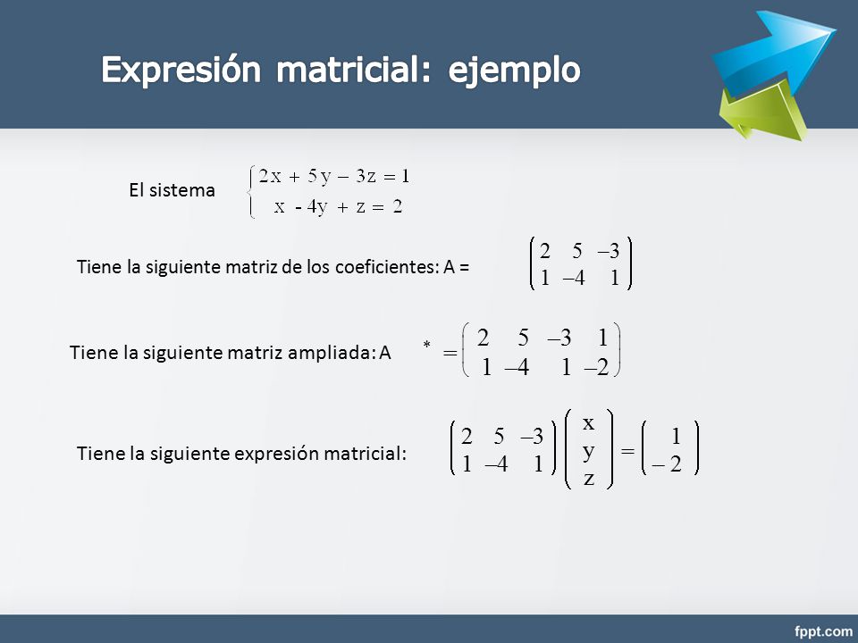 Expresión matricial: ejemplo