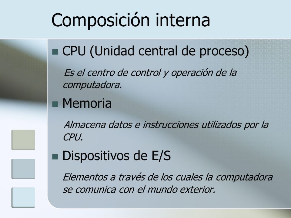 Composición interna CPU (Unidad central de proceso)
