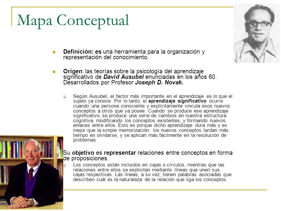 Mapa Conceptual Definición: es una herramienta para la organización y representación del conocimiento.