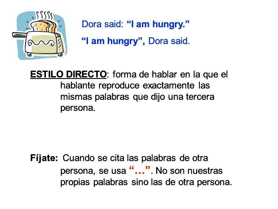 Dora said: I am hungry. I am hungry , Dora said.