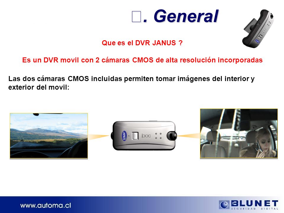 Es un DVR movil con 2 cámaras CMOS de alta resolución incorporadas