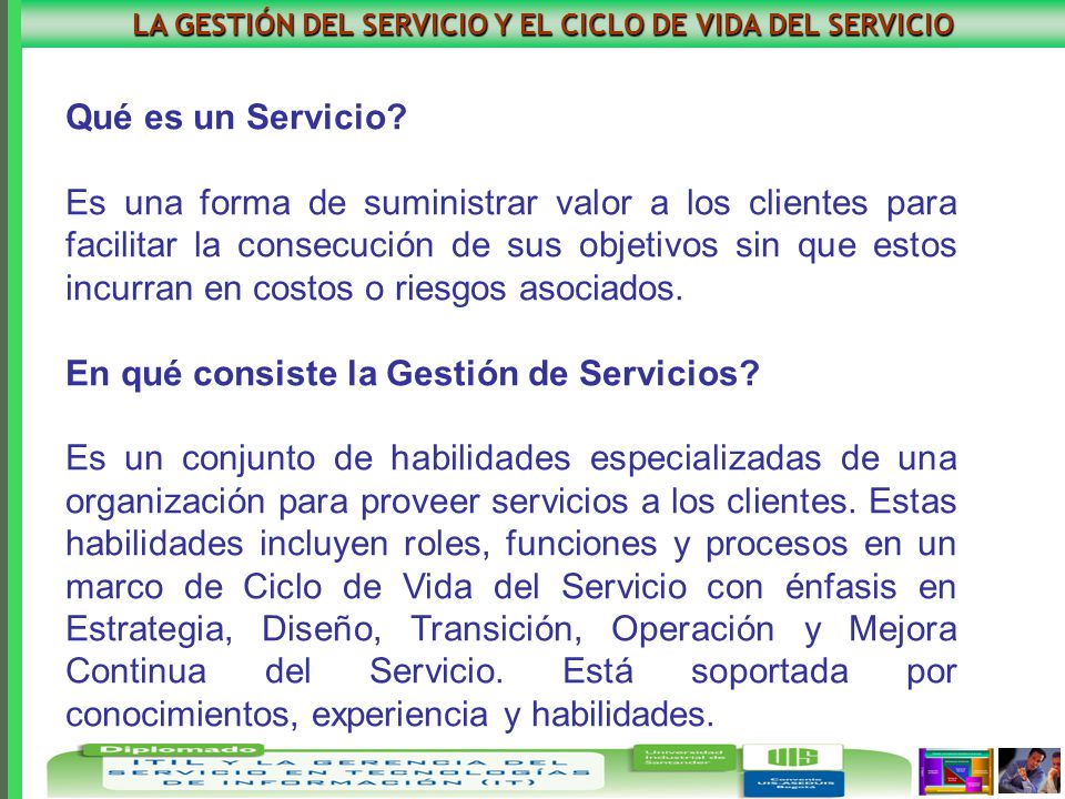 LA GESTIÓN DEL SERVICIO Y EL CICLO DE VIDA DEL SERVICIO