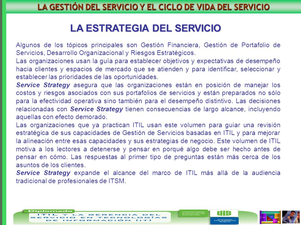 LA GESTIÓN DEL SERVICIO Y EL CICLO DE VIDA DEL SERVICIO
