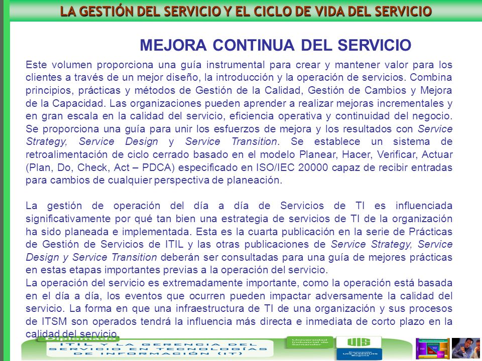 LA GESTIÓN DEL SERVICIO Y EL CICLO DE VIDA DEL SERVICIO