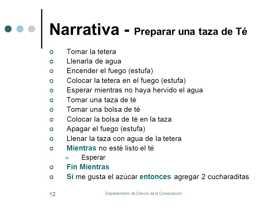 Narrativa - Preparar una taza de Té
