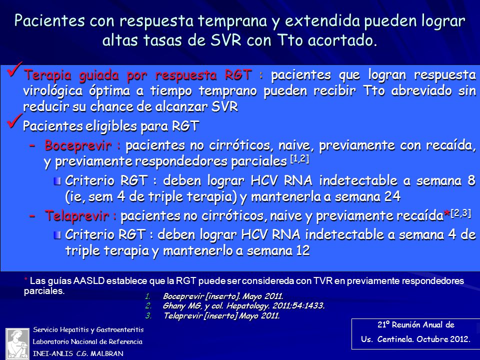 Pacientes con respuesta temprana y extendida pueden lograr altas tasas de SVR con Tto acortado.