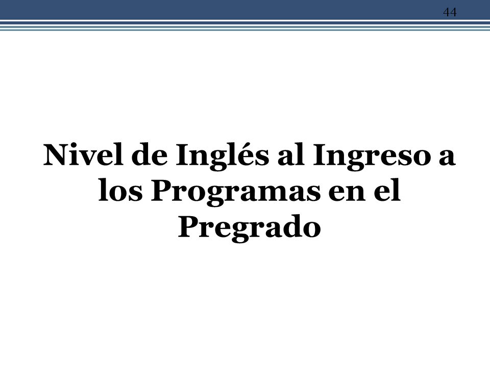 Nivel de Inglés al Ingreso a los Programas en el Pregrado