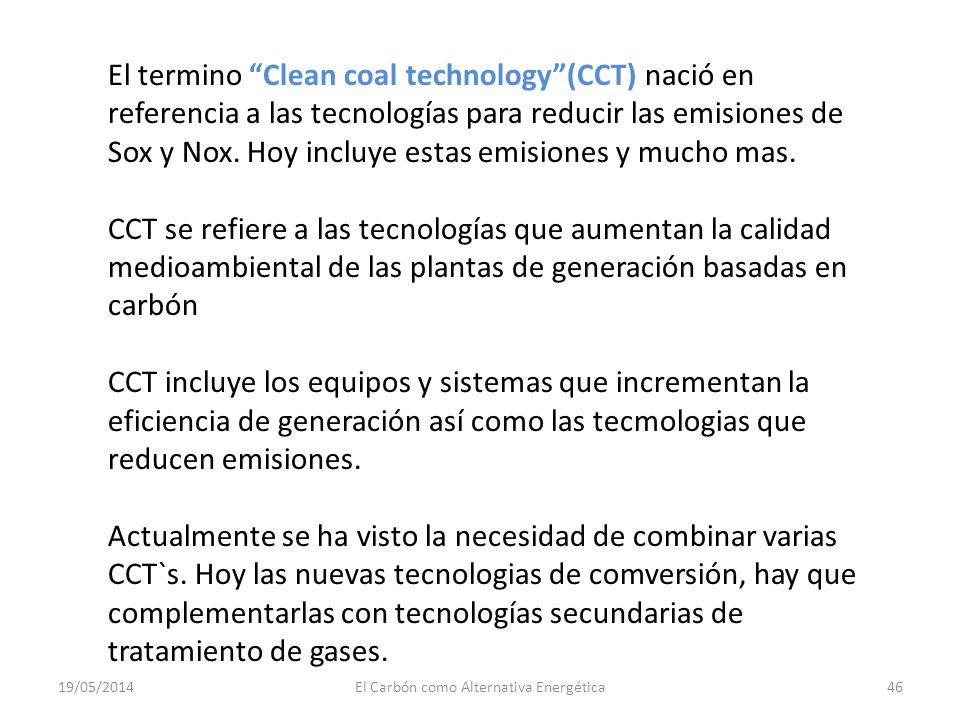 El Carbón como Alternativa Energética