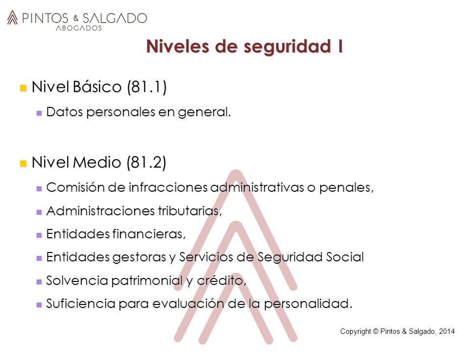 Niveles de seguridad I Nivel Básico (81.1) Nivel Medio (81.2)