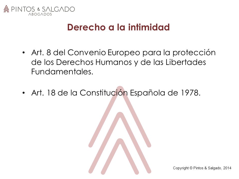Derecho a la intimidad Art. 8 del Convenio Europeo para la protección de los Derechos Humanos y de las Libertades Fundamentales.