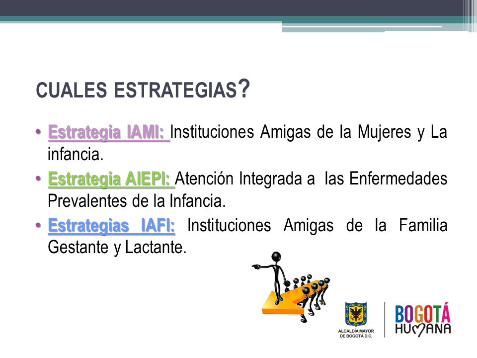 cuales estrategias Estrategia IAMI: Instituciones Amigas de la Mujeres y La infancia.