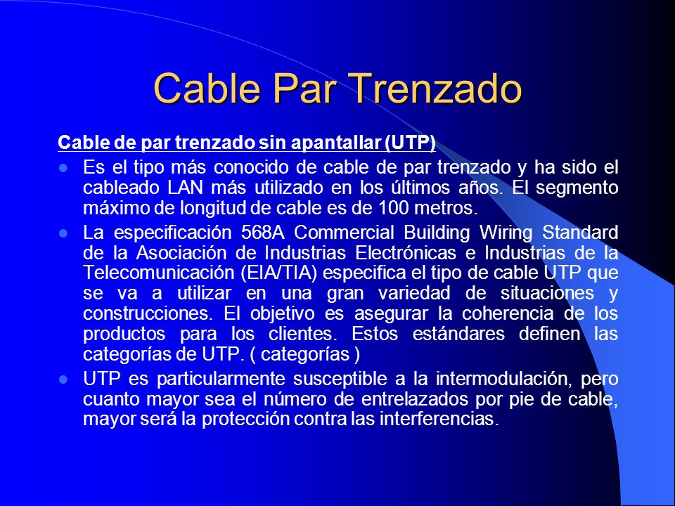 Cable Par Trenzado Cable de par trenzado sin apantallar (UTP)