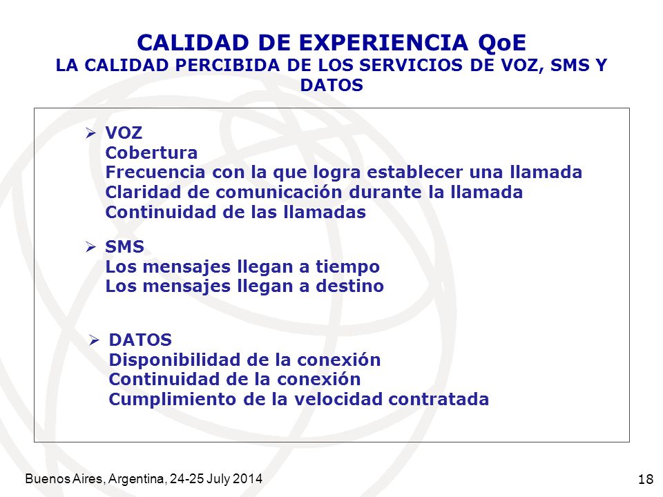 CALIDAD DE EXPERIENCIA QoE LA CALIDAD PERCIBIDA DE LOS SERVICIOS DE VOZ, SMS Y DATOS