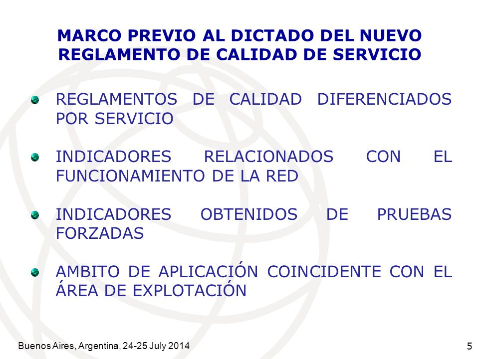 MARCO PREVIO AL DICTADO DEL NUEVO REGLAMENTO DE CALIDAD DE SERVICIO