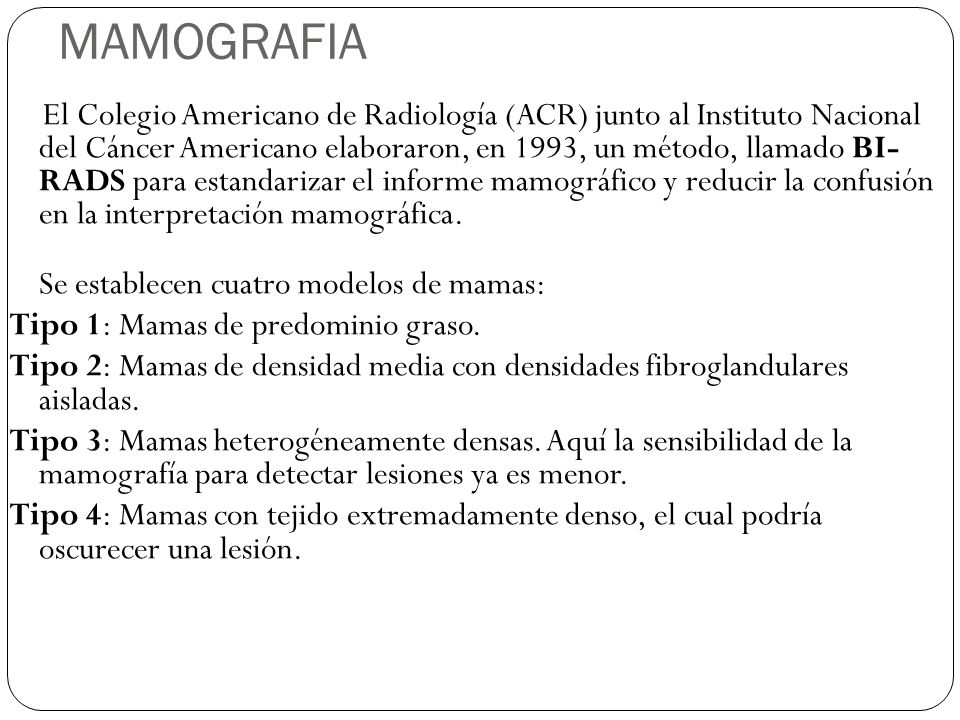 MAMOGRAFIA Tipo 1: Mamas de predominio graso.