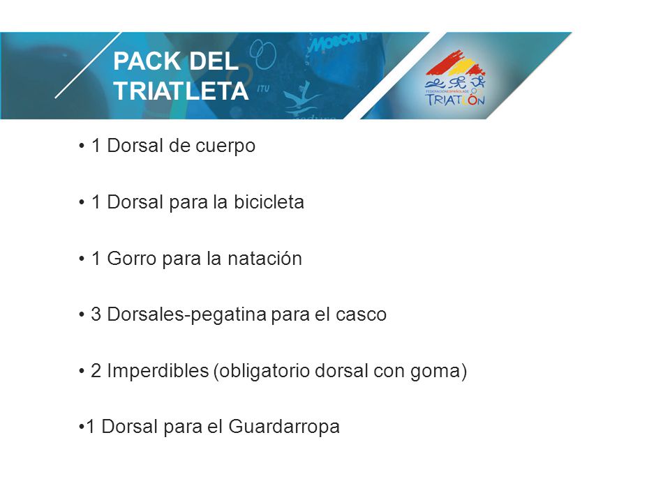 Pack del triatleta 1 Dorsal de cuerpo 1 Dorsal para la bicicleta