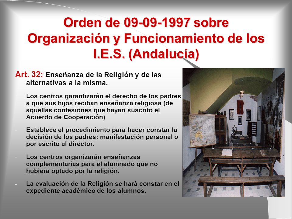 Orden de sobre Organización y Funcionamiento de los I. E. S
