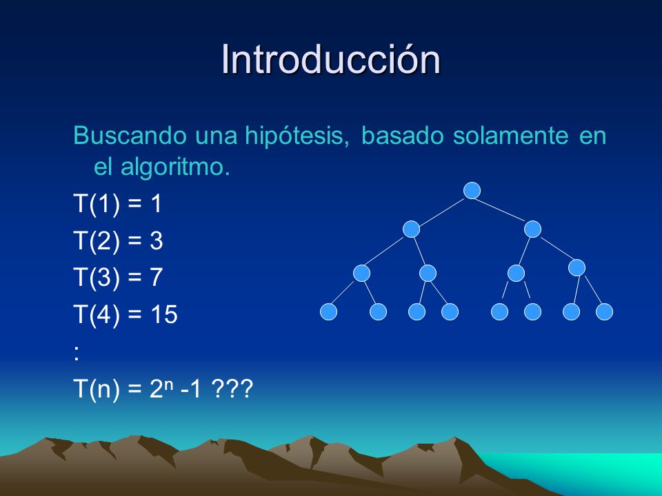 Introducción Buscando una hipótesis, basado solamente en el algoritmo.