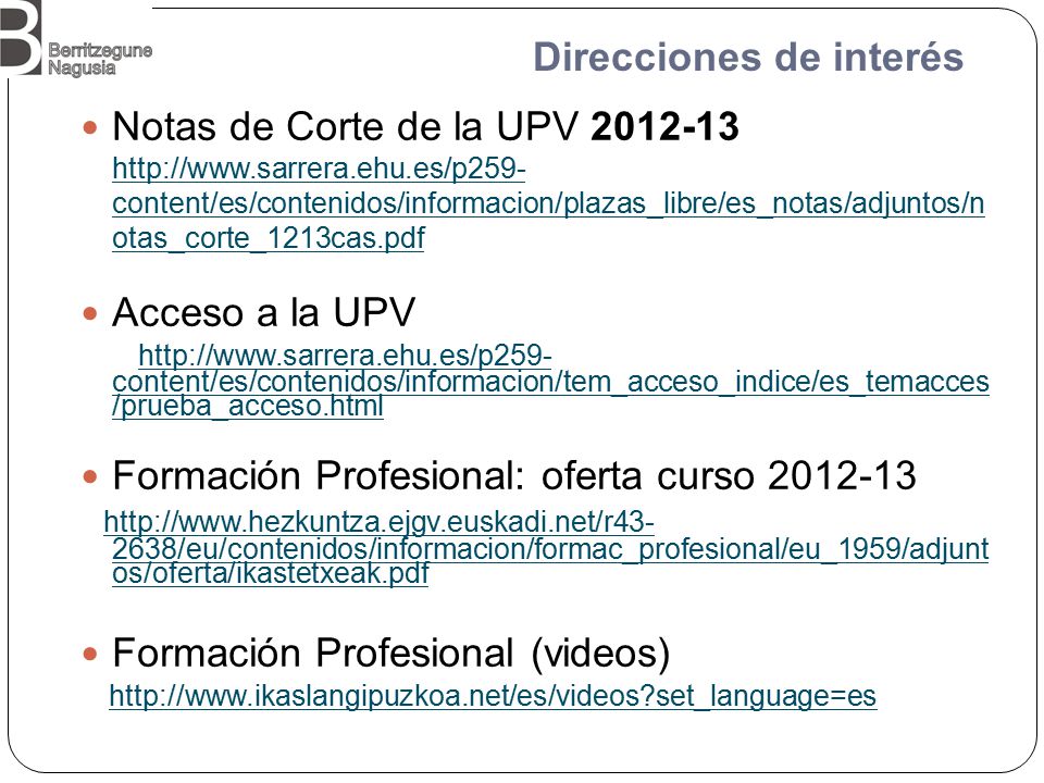 Direcciones de interés