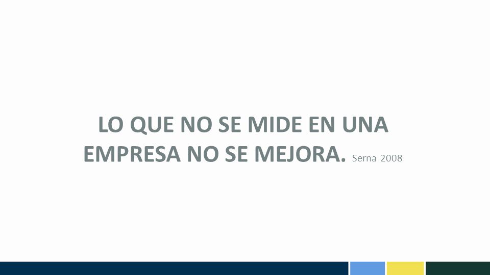 LO QUE NO SE MIDE EN UNA EMPRESA NO SE MEJORA. Serna 2008