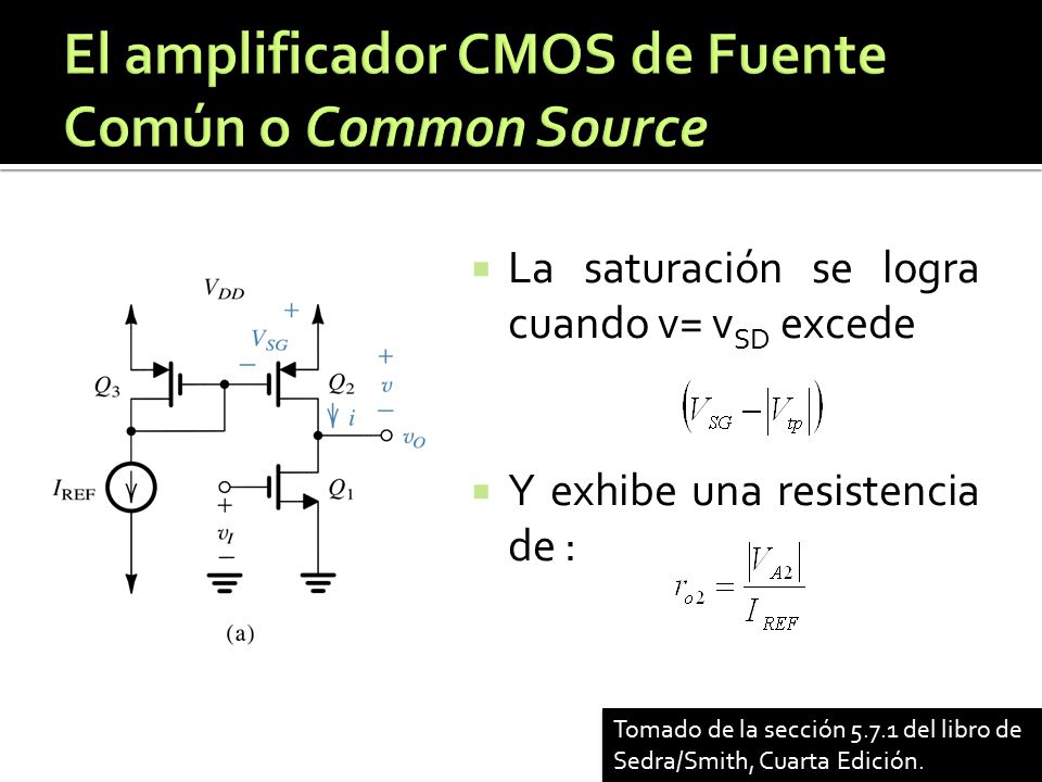 El amplificador CMOS de Fuente Común o Common Source
