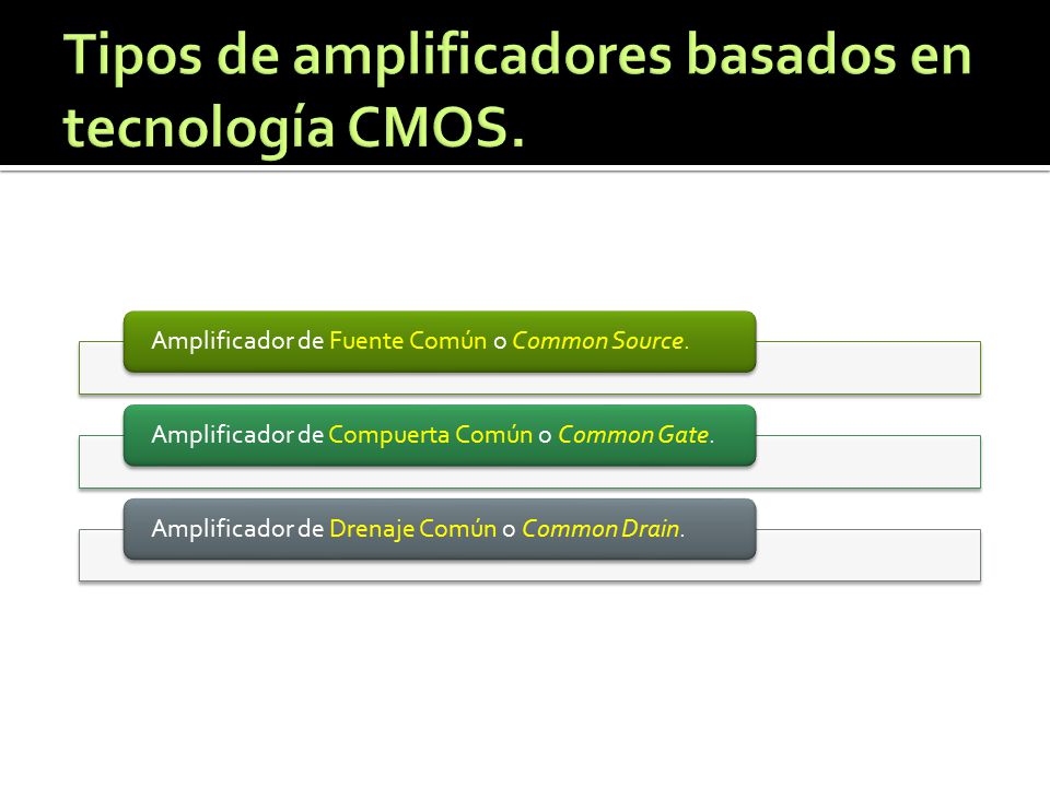 Tipos de amplificadores basados en tecnología CMOS.