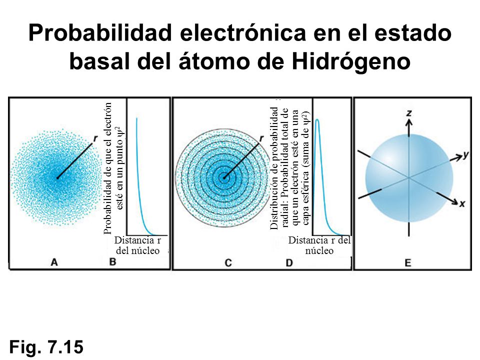 Probabilidad electrónica en el estado basal del átomo de Hidrógeno