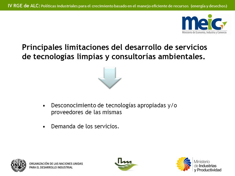Principales limitaciones del desarrollo de servicios de tecnologías limpias y consultorías ambientales.
