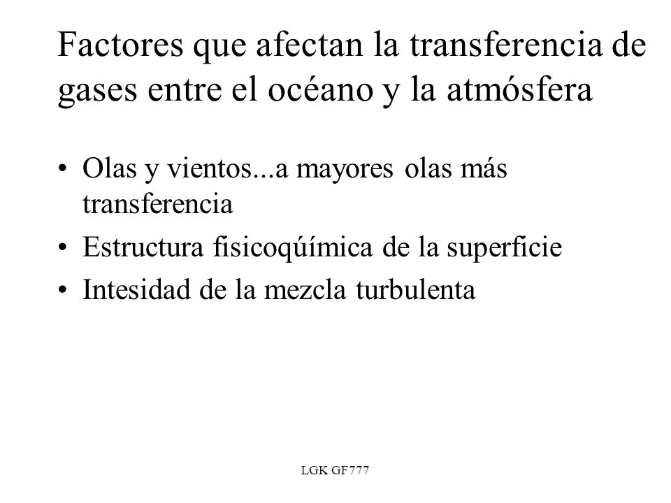 Factores que afectan la transferencia de gases entre el océano y la atmósfera