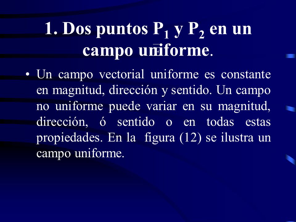 1. Dos puntos P1 y P2 en un campo uniforme.