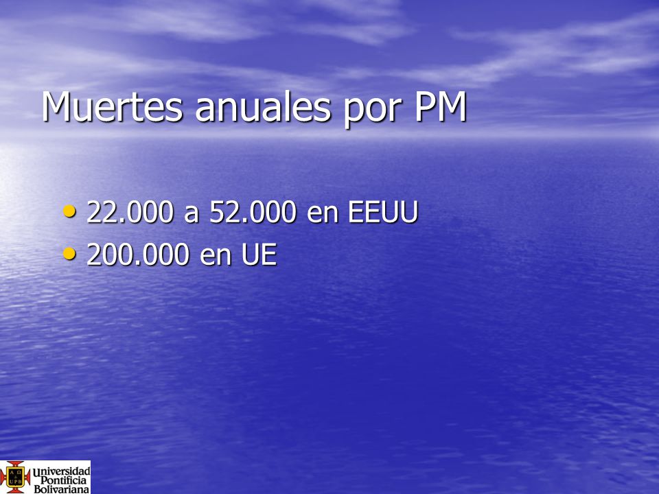 Muertes anuales por PM a en EEUU en UE