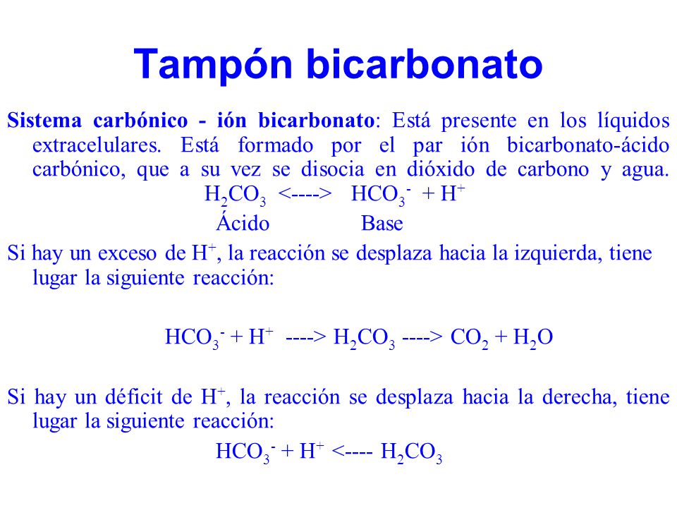 Resultado de imagen de reacciones de los sistemas tampon bicarbonato
