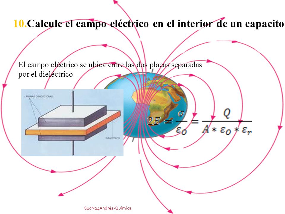 10.Calcule el campo eléctrico en el interior de un capacitor