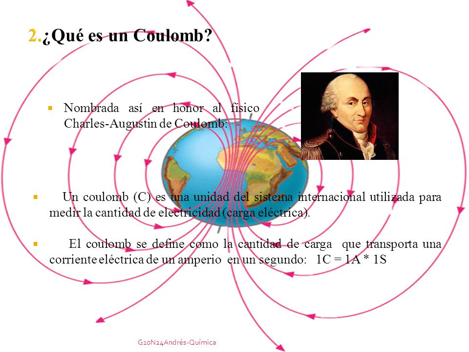 2.¿Qué es un Coulomb Nombrada así en honor al físico Charles-Augustin de Coulomb:
