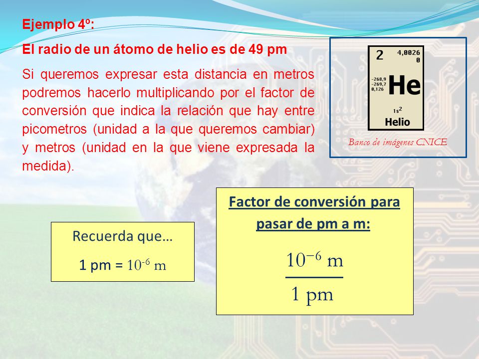 10−6 m 1 pm Factor de conversión para pasar de pm a m: Recuerda que…