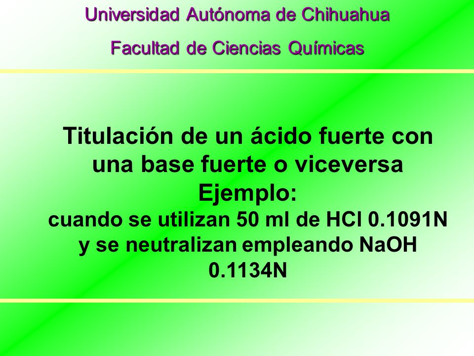 Titulación de un ácido fuerte con una base fuerte o viceversa