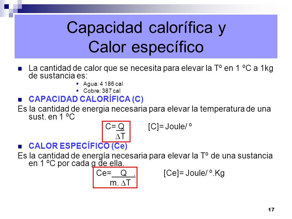 Capacidad calorífica y Calor específico