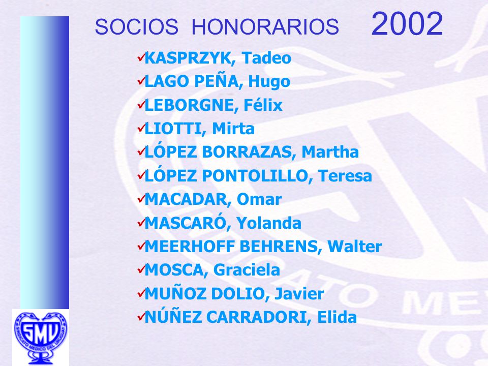 2002 SOCIOS HONORARIOS KASPRZYK, Tadeo LAGO PEÑA, Hugo LEBORGNE, Félix