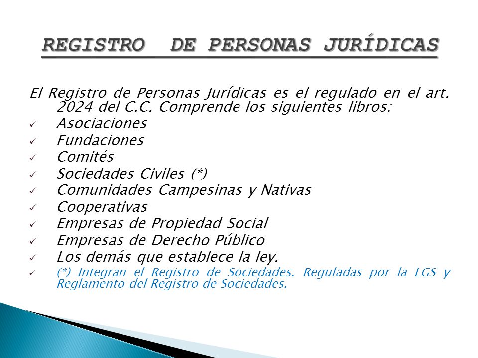 REGISTRO DE PERSONAS JURÍDICAS ASOCIACIONES PARTE I - ppt descargar