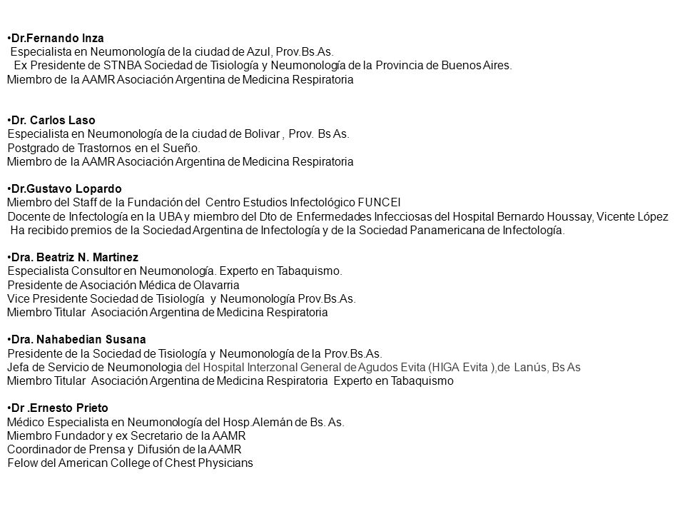 Dr.Fernando Inza Especialista en Neumonología de la ciudad de Azul, Prov.Bs.As.